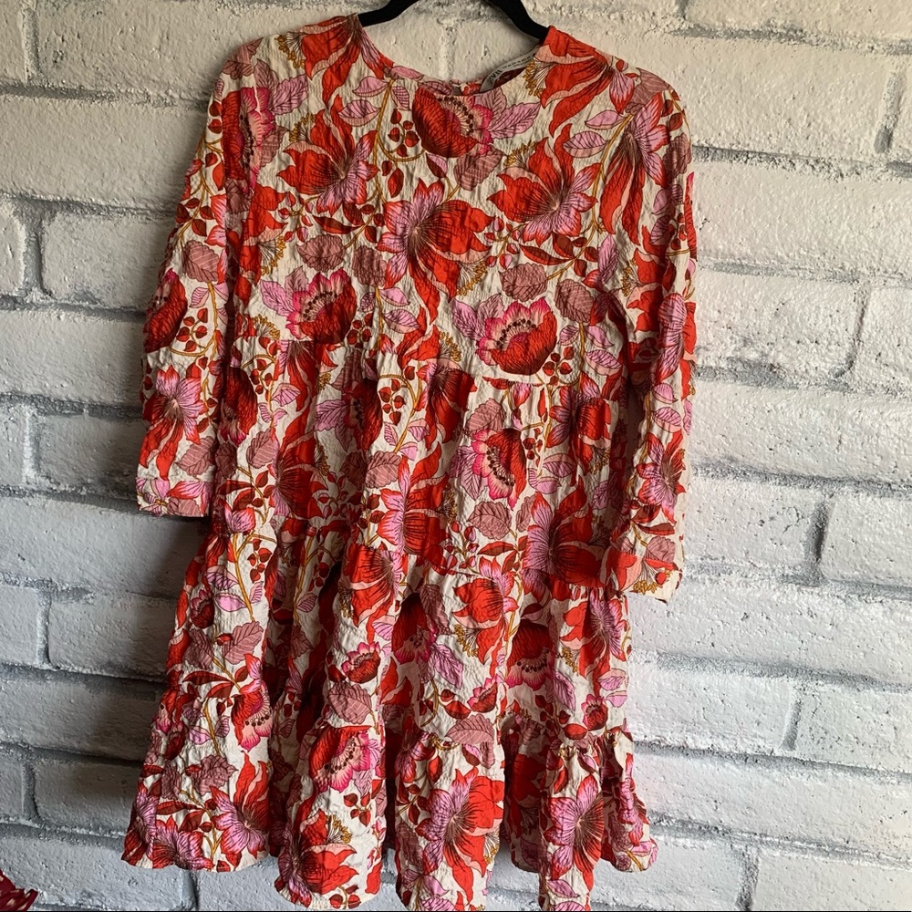 Zara Floral Red and Pink Dress